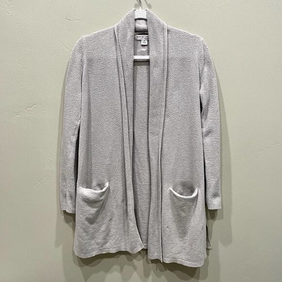 Barefoot Dreams CozyChic Lite Knit Light Gray Cardigan - Size: Medium - Picture 1 of 5